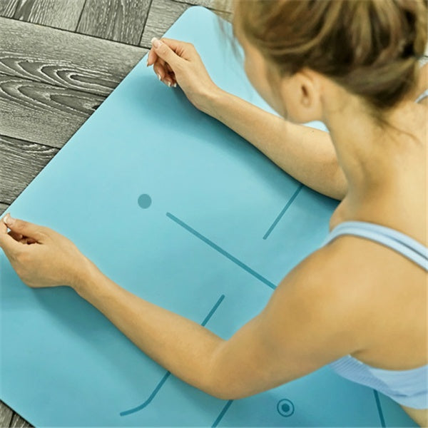 Blue natural rubber yoga mats for yoga practice stretching meditation and fitness workouts