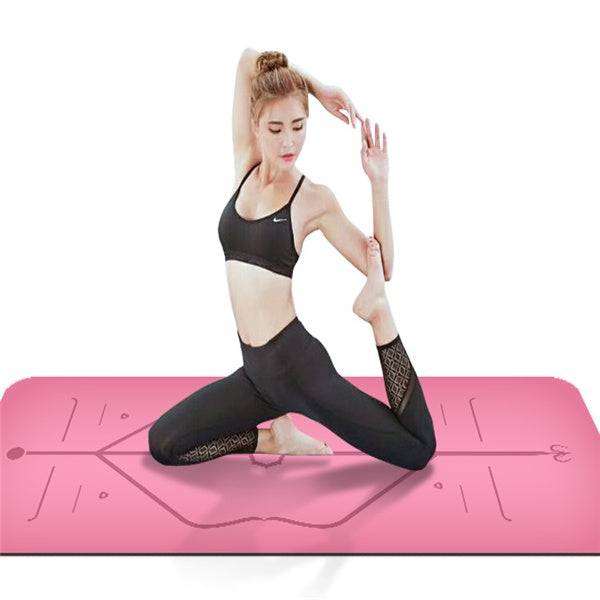 Rubber yoga mat for yoga exercises stretching meditation and home fitness practice
